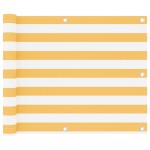 vidaXL Paravan de balcon, alb și galben, 75 x 400 cm, țesătură oxford