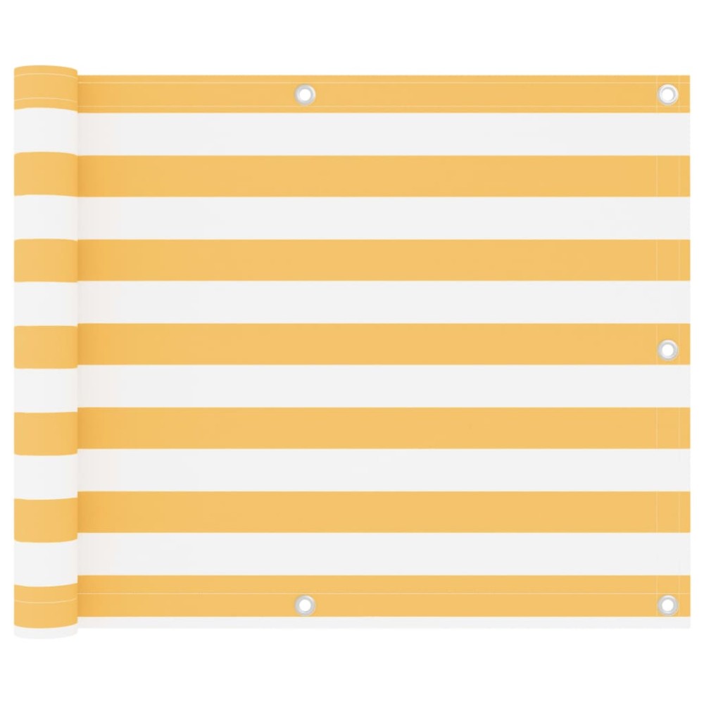 vidaXL Paravan de balcon, alb și galben, 75 x 600 cm, țesătură oxford