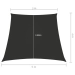 vidaXL Parasolar, antracit, 3/5x4 m, țesătură oxford, trapez