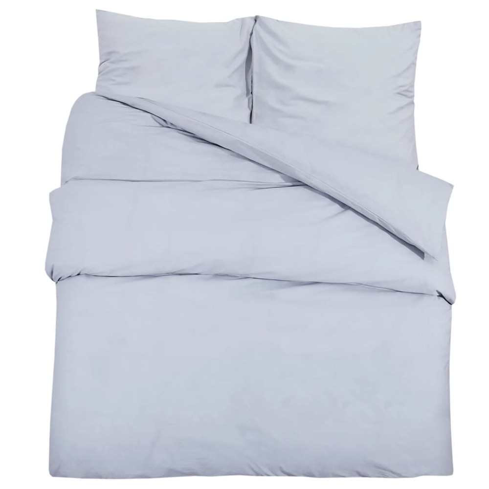 vidaXL Set cu husă de pilotă, gri, 155x220 cm, microfibră