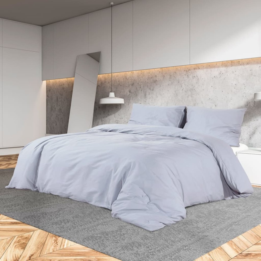 vidaXL Set cu husă de pilotă, gri, 155x220 cm, microfibră