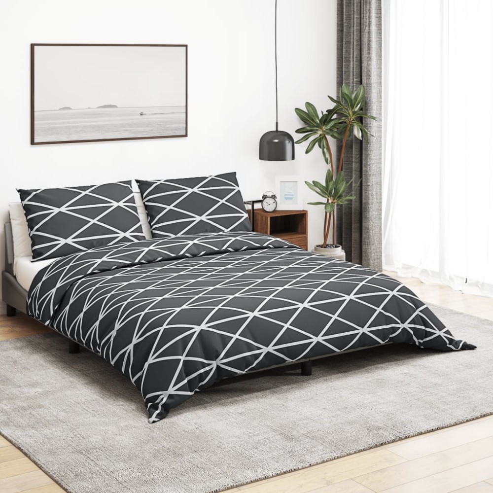 vidaXL Set cu husă de pilotă, gri, 135x200 cm, bumbac