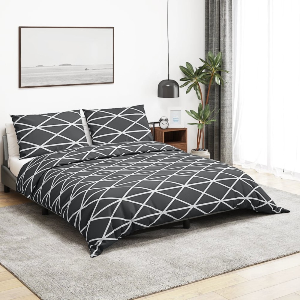 vidaXL Set cu husă de pilotă, gri, 135x200 cm, bumbac