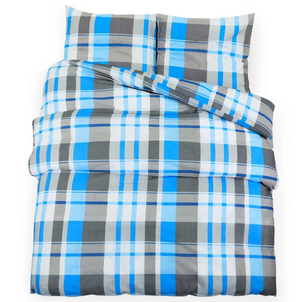 vidaXL Set cu husă de pilotă, albastru și gri, 240x220 cm, bumbac