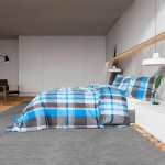 vidaXL Set cu husă de pilotă, albastru și gri, 220x240 cm, bumbac