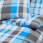 vidaXL Set cu husă de pilotă, albastru și gri, 220x240 cm, bumbac