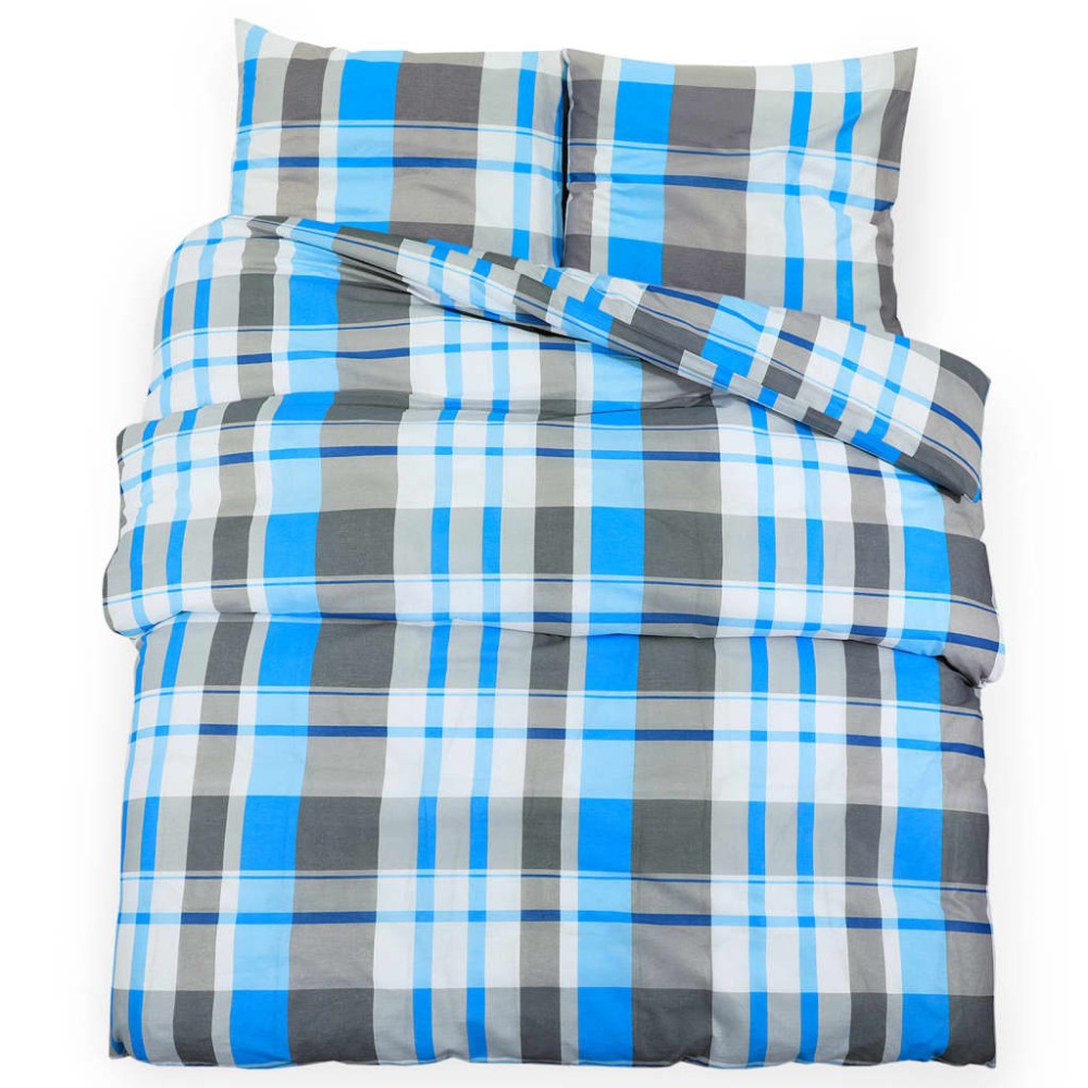 vidaXL Set cu husă de pilotă, albastru și gri, 260x240 cm, bumbac