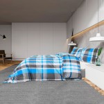 vidaXL Set cu husă de pilotă, albastru și gri, 135x200 cm, bumbac