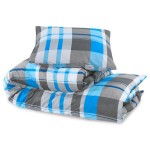 vidaXL Set cu husă de pilotă, albastru și gri, 200x220 cm, bumbac