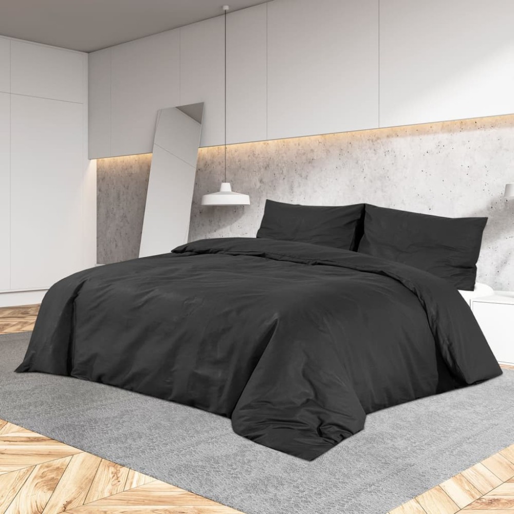 vidaXL Set cu husă de pilotă, negru, 220x240 cm, bumbac