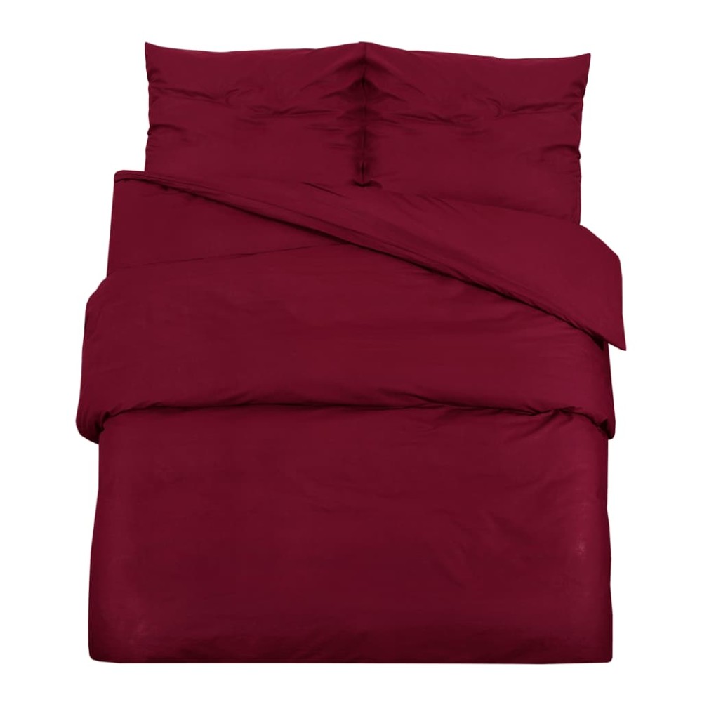 vidaXL Set lenjerie cu husă de pilotă, bordo, 140x200 cm, bumbac