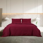 vidaXL Set lenjerie cu husă de pilotă, bordo, 200x200 cm, bumbac vidaXL Set lenjerie cu husă de pilotă, bordo, 200x200 cm, bumbac