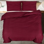 vidaXL Set lenjerie cu husă de pilotă, bordo, 200x200 cm, bumbac vidaXL Set lenjerie cu husă de pilotă, bordo, 200x200 cm, bumbac