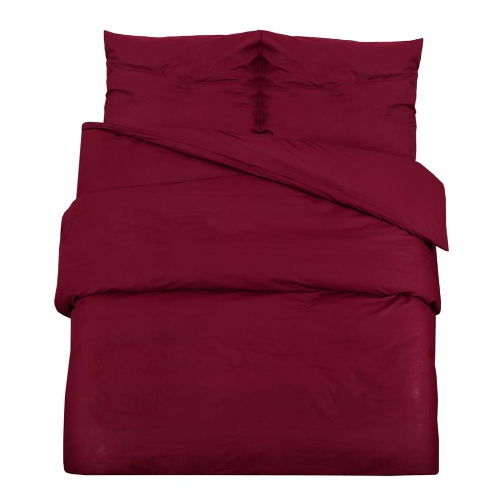 vidaXL Set lenjerie cu husă de pilotă, bordo, 200x220 cm, bumbac