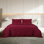 vidaXL Set lenjerie cu husă de pilotă, bordo, 200x220 cm, bumbac vidaXL Set lenjerie cu husă de pilotă, bordo, 200x220 cm, bumbac
