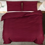 vidaXL Set lenjerie cu husă de pilotă, bordo, 200x220 cm, bumbac vidaXL Set lenjerie cu husă de pilotă, bordo, 200x220 cm, bumbac