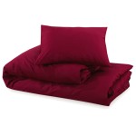 vidaXL Set lenjerie cu husă de pilotă, bordo, 200x220 cm, bumbac vidaXL Set lenjerie cu husă de pilotă, bordo, 200x220 cm, bumbac