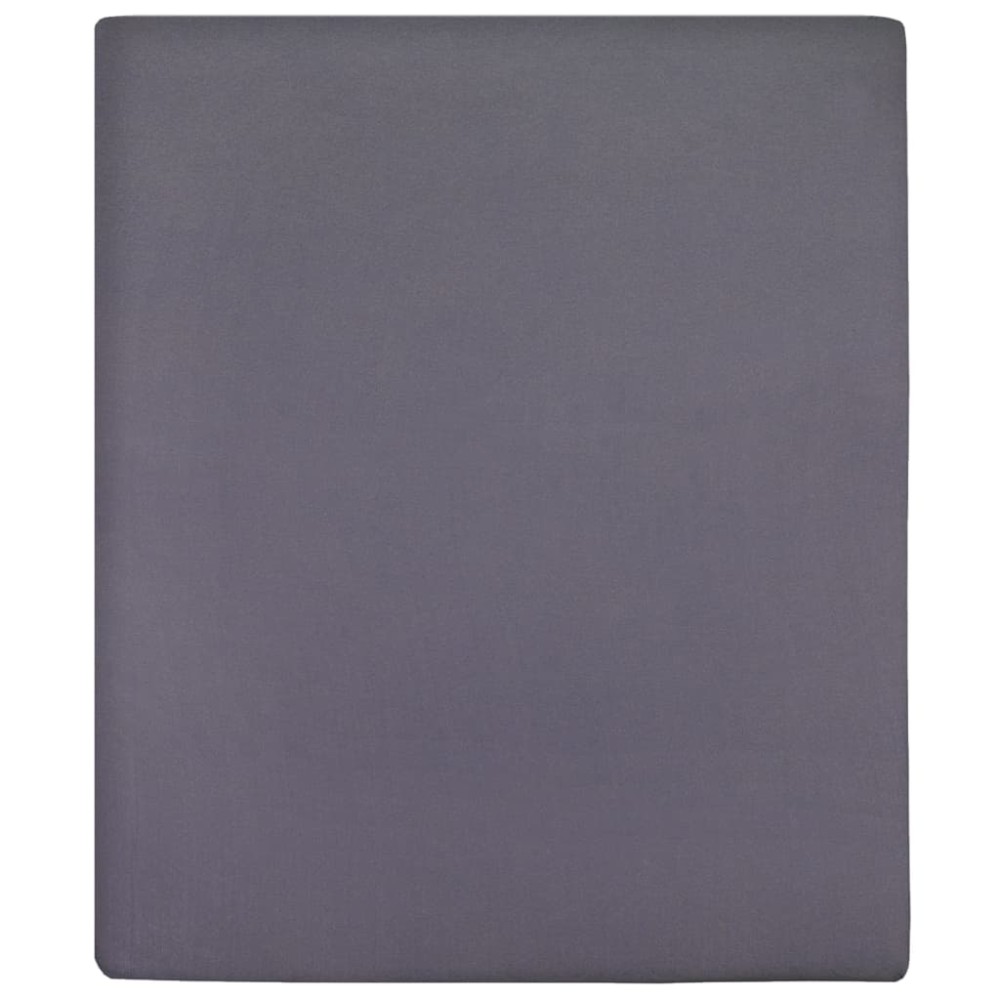 vidaXL Cearșaf de pat cu elastic, 2 buc., antracit, 90x200 cm, bumbac