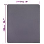 vidaXL Cearșaf de pat cu elastic, 2 buc., antracit, 160x200 cm, bumbac vidaXL Cearșaf de pat cu elastic, 2 buc., antracit, 160x200 cm, bumbac