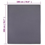 vidaXL Cearșaf de pat cu elastic, antracit, 180x200 cm, bumbac