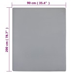 vidaXL Cearșaf de pat cu elastic, gri, 90x200 cm, bumbac vidaXL Cearșaf de pat cu elastic, gri, 90x200 cm, bumbac