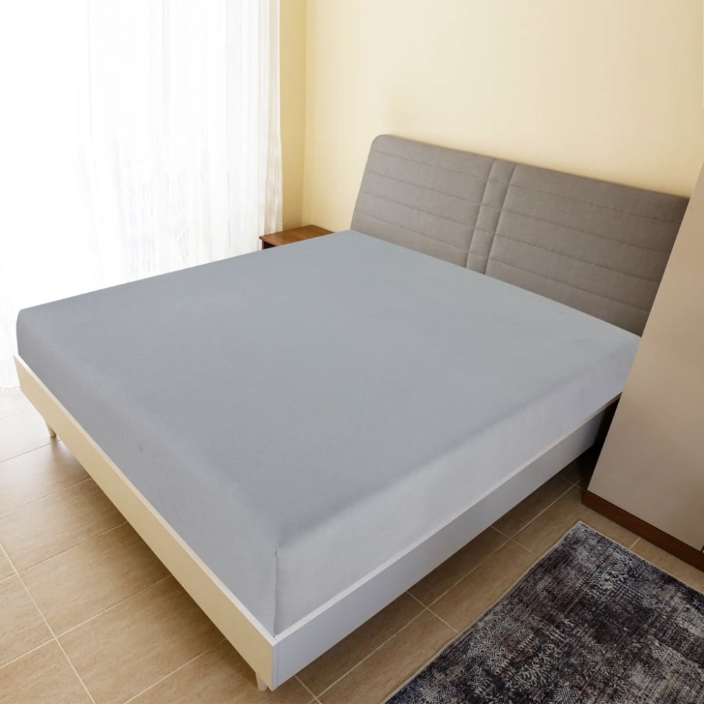 vidaXL Cearșaf de pat cu elastic, 2 buc., gri, 100x200 cm, bumbac