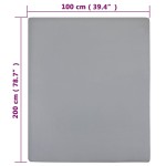 vidaXL Cearșaf de pat cu elastic, 2 buc., gri, 100x200 cm, bumbac vidaXL Cearșaf de pat cu elastic, 2 buc., gri, 100x200 cm, bumbac