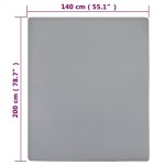 vidaXL Cearșaf de pat cu elastic, gri, 140x200 cm, bumbac vidaXL Cearșaf de pat cu elastic, gri, 140x200 cm, bumbac