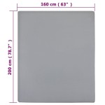 vidaXL Cearșaf de pat cu elastic, 2 buc., gri, 160x200 cm, bumbac vidaXL Cearșaf de pat cu elastic, 2 buc., gri, 160x200 cm, bumbac