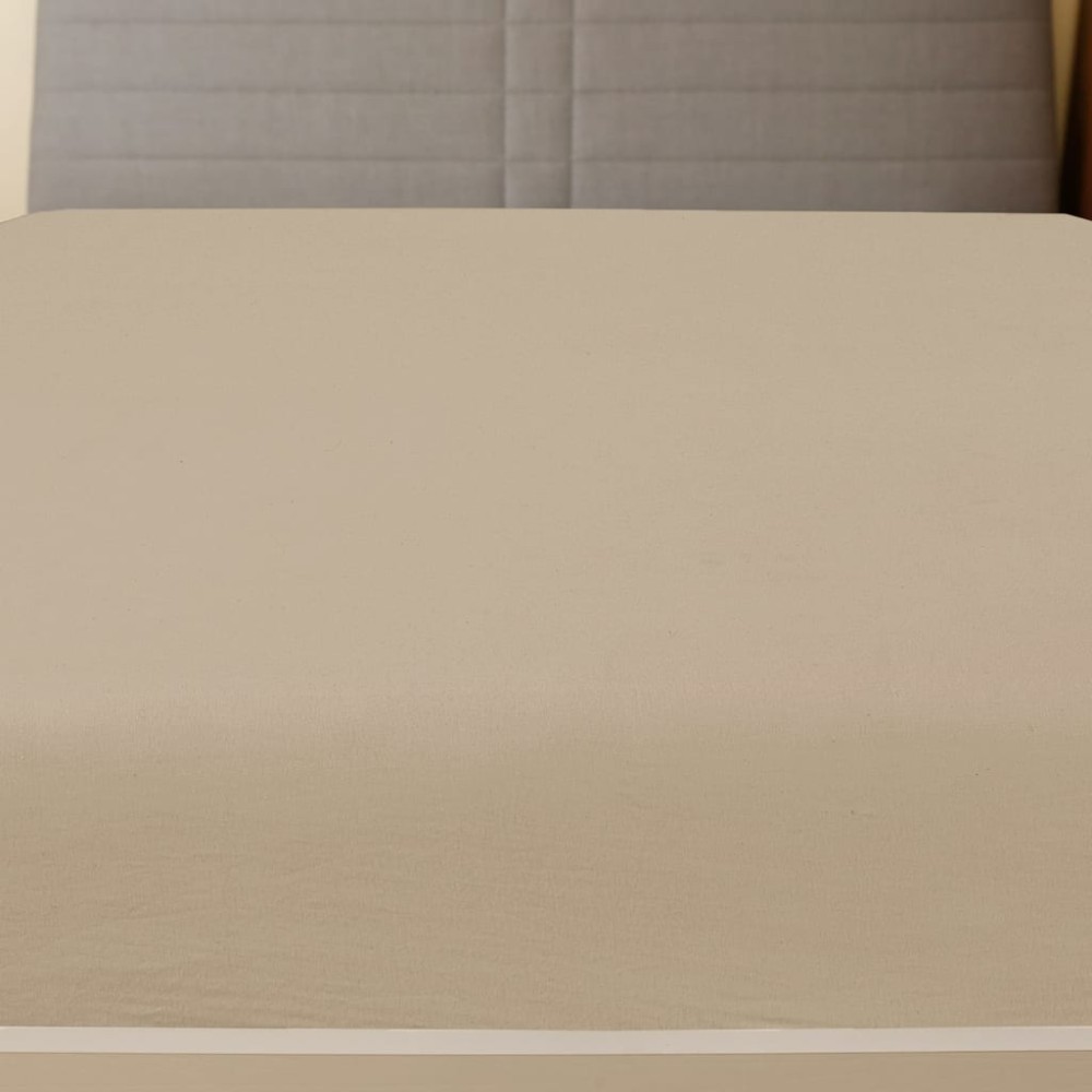vidaXL Cearșaf de pat cu elastic, 2 buc, gri taupe, 180x200 cm bumbac