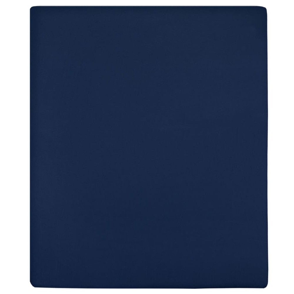 vidaXL Cearșaf de pat cu elastic, 2 buc., bleumarin, 90x200 cm, bumbac