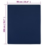 vidaXL Cearșaf de pat cu elastic, 2 buc., bleumarin, 90x200 cm, bumbac vidaXL Cearșaf de pat cu elastic, 2 buc., bleumarin, 90x200 cm, bumbac