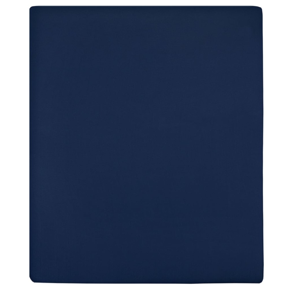 vidaXL Cearșaf de pat cu elastic, 2 buc, bleumarin, 140x200 cm, bumbac