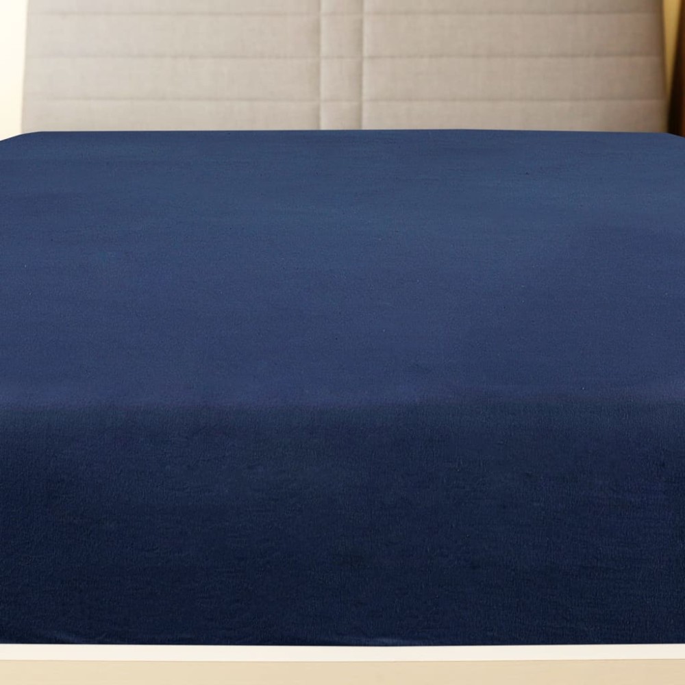 vidaXL Cearșaf de pat cu elastic, 2 buc, bleumarin, 180x200 cm, bumbac