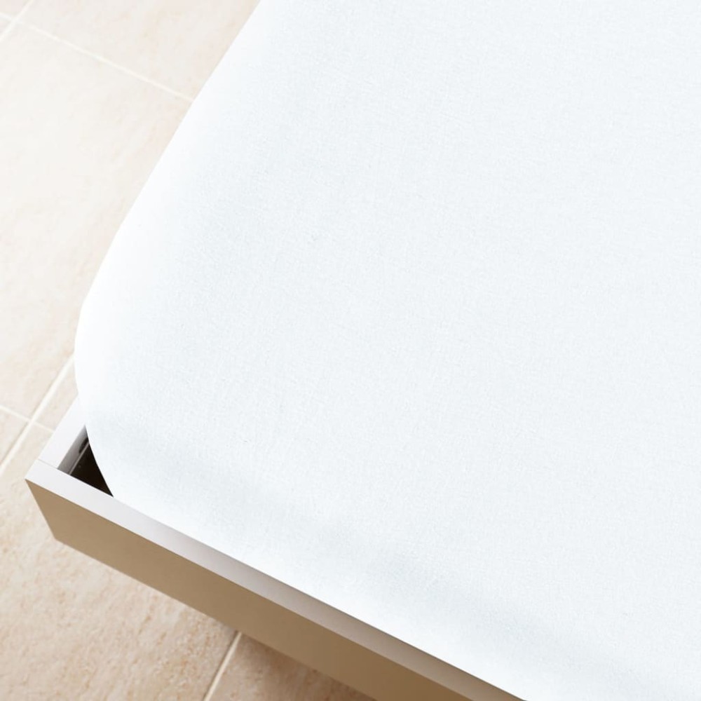 vidaXL Cearșaf de pat cu elastic, 2 buc, alb, 140x200 cm, bumbac