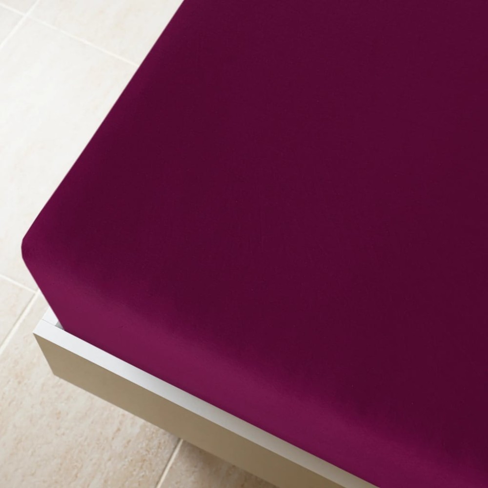 vidaXL Cearșaf de pat cu elastic, 2 buc., bordo, 90x200 cm, bumbac