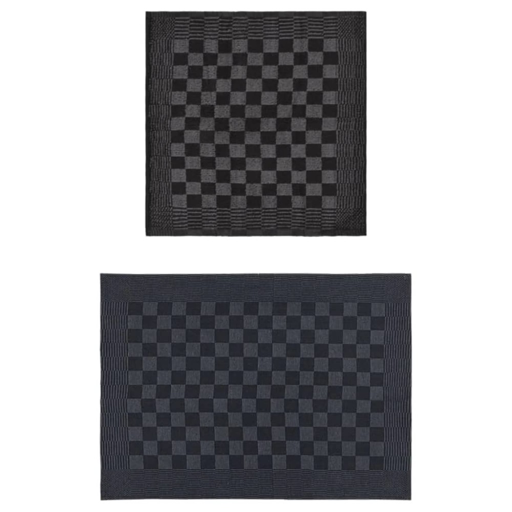 vidaXL Set de prosoape, 10 buc., negru și gri, bumbac