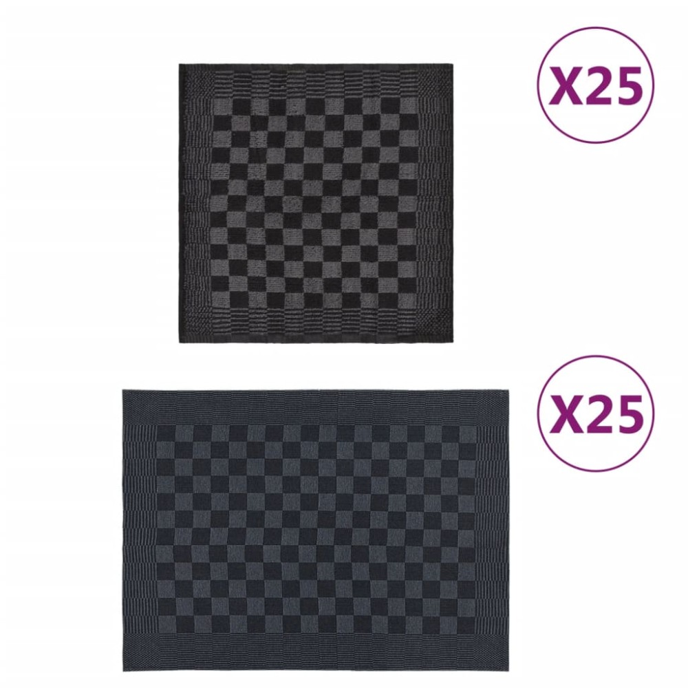 vidaXL Set de prosoape, 50 buc., negru și gri, bumbac