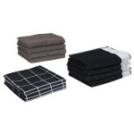 vidaXL Set de prosoape, 12 buc., negru, bumbac vidaXL Set de prosoape, 12 buc., negru, bumbac