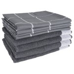 vidaXL Set de prosoape, 12 buc., gri, bumbac vidaXL Set de prosoape, 12 buc., gri, bumbac