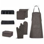 vidaXL Set prosoape 15 piese mănuși cuptor/suporturi oale negru bumbac vidaXL Set prosoape 15 piese mănuși cuptor/suporturi oale negru bumbac