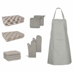 vidaXL Set prosoape 15 piese mănuși cuptor/suporturi oale gri bumbac vidaXL Set prosoape 15 piese mănuși cuptor/suporturi oale gri bumbac