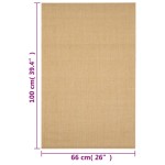 vidaXL Covor din sisal, natural, 66x100 cm vidaXL Covor din sisal, natural, 66x100 cm