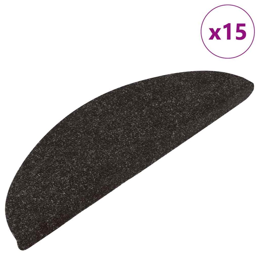 vidaXL Covorașe scări autoadezive, 15 buc., negru, 56x17x3 cm
