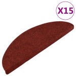 vidaXL Covorașe scări autoadezive, 15 buc., roșu, 56x17x3 cm