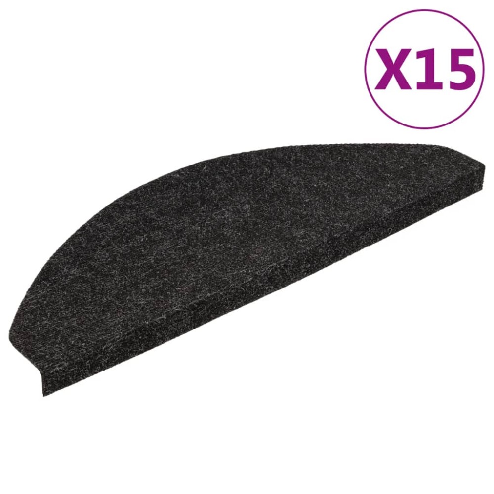 vidaXL Covorașe scări autoadezive, 15 buc., antracit, 65x22,5x3,5 cm