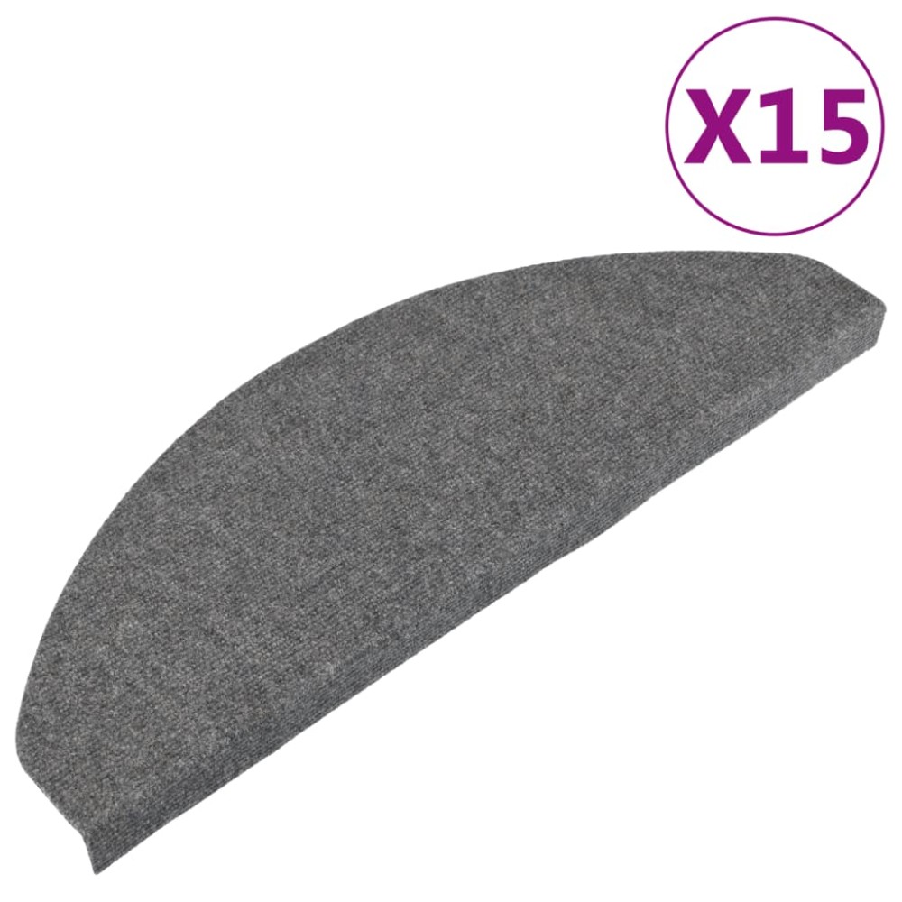vidaXL Covorașe scări autoadezive, 15 buc., gri, 65x22,5x3,5 cm