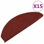 vidaXL Covorașe scări autoadezive, 15 buc., roșu, 65x22,5x3,5 cm