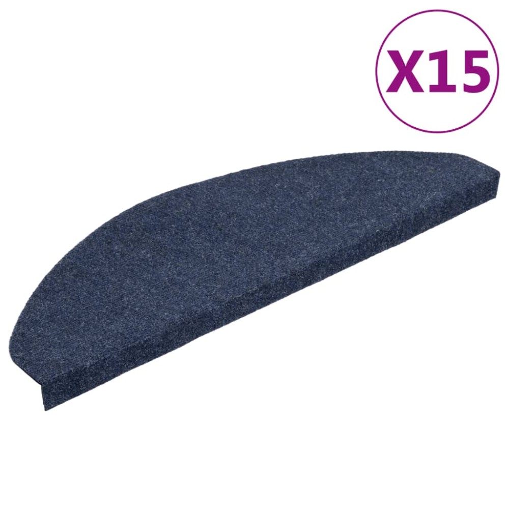 vidaXL Covorașe scări autoadezive, 15 buc., albastru, 65x22,5x3,5 cm