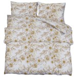 vidaXL Set cu husă de pilotă, alb și maro, 225x220 cm, bumbac
